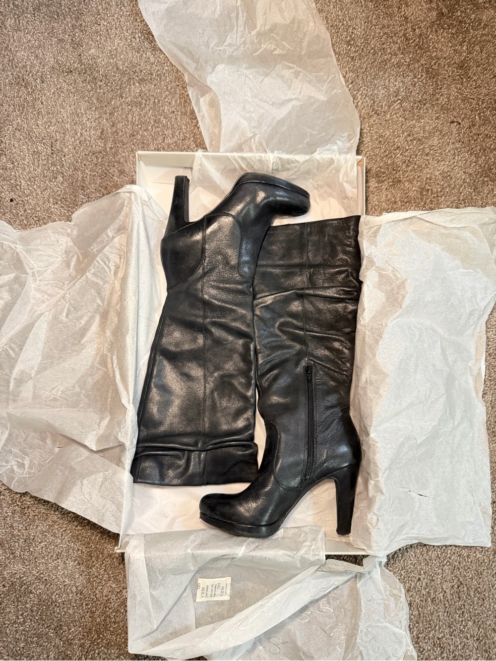 Jessica Simpson Black Over-the-Knee Leather Heel Boots